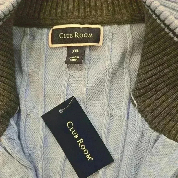 NWT Club Room Mens 1/4 Zip Cable Knit Oversized Sweater Blue Size XXL - Picture 9 of 11